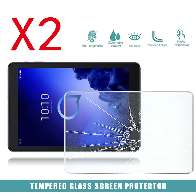 2Pcs Tablet Tempered Glass Screen Protector Cover for Alcatel 3T 10  Tablet PC Anti-Screen Breakage HD Tempered Film