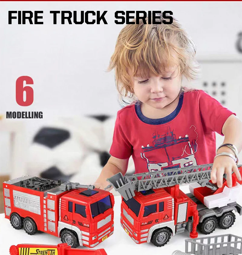 Kids Toy Fire Truck Car Toys Children\'s large fall-resistant Car toy set ladder truck engineering truck toys for boys kids Child