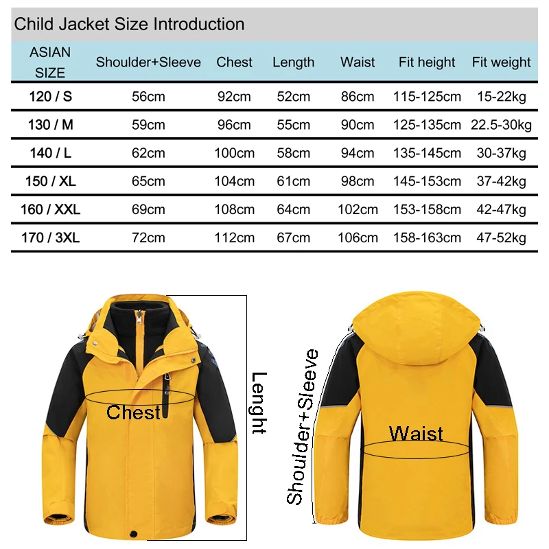 TRVLWEGO Girls Boys Ski Jackets Thermal Waterproof Kids Skate Cycling Jacket Children Winter Removable Inner 3 in 1 Clothing