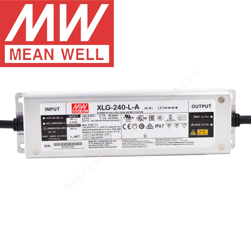 Mean Well XLG-240-L/M/H-A/AB IP67 Metal Case Street/Skyscraper lighting meanwell 240W Constant Power Mode LED Driver