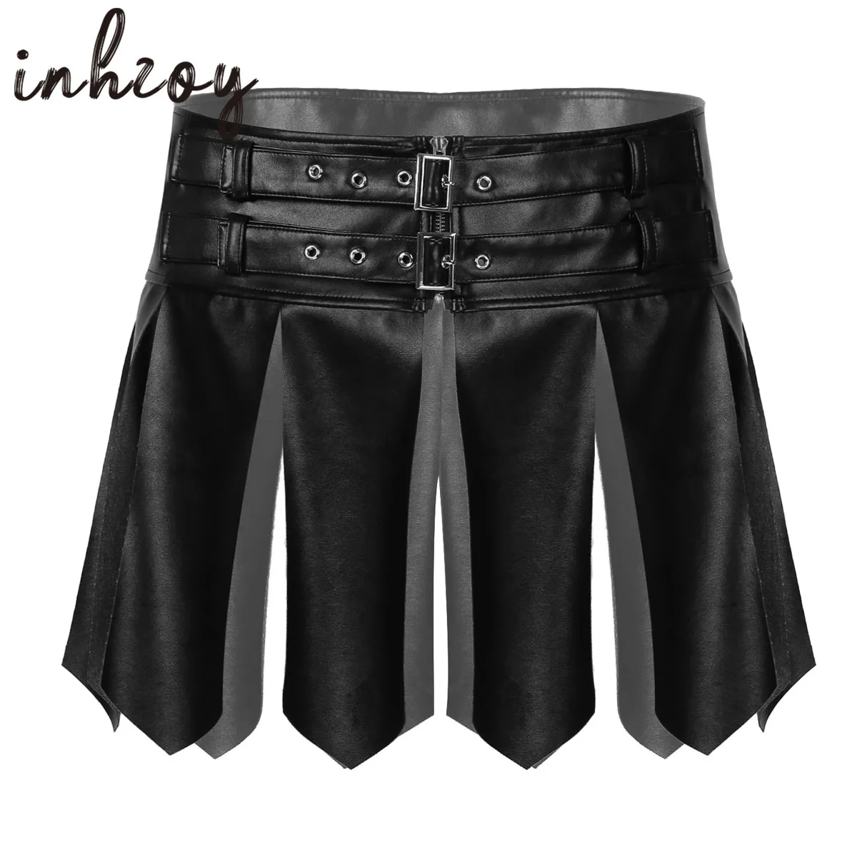 Men Skirt Faux Leather Tassel Halloween Fancy Dress Gay Male Sissy Miniskirt Party Clubwear