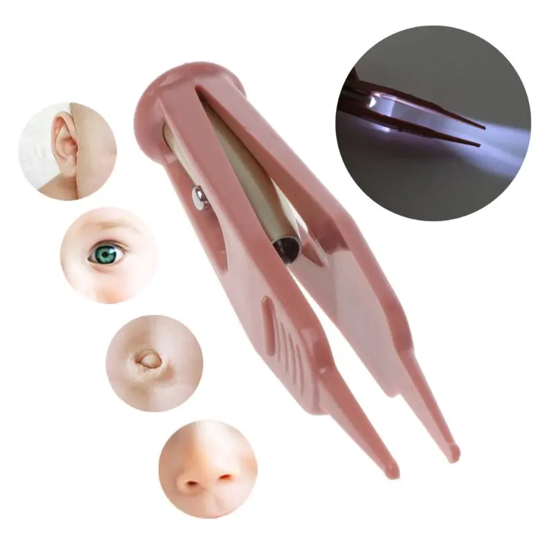 Baby Flashlight Dig Booger Clip Infants Clean Ear Nose Navel Visible Safety Tweezers Safe Forceps Cleaning Supplies