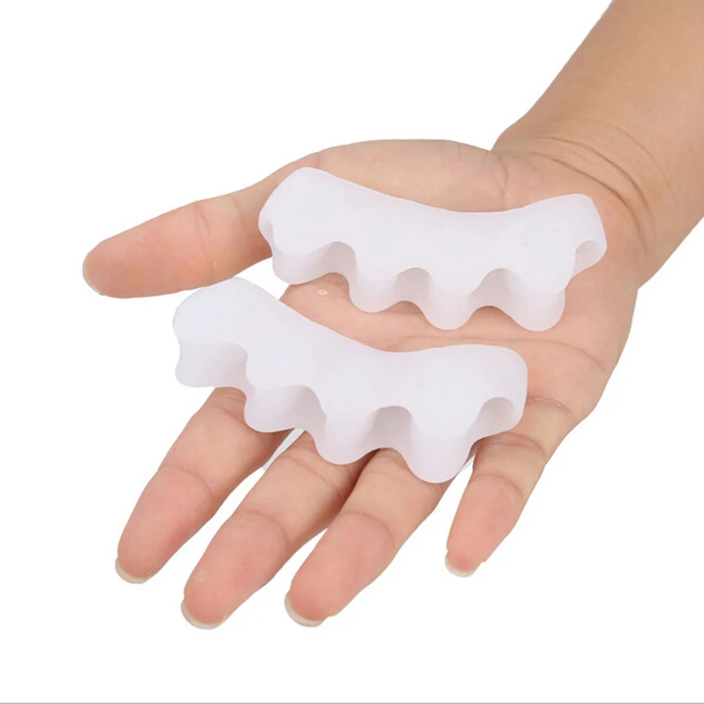 Gel de silicona médico, separador de cinco dedos, Protector de pulgar y Valgus, ajustador de juanete, Hallux Guard, suministros para el cuidado de los pies, 1 par