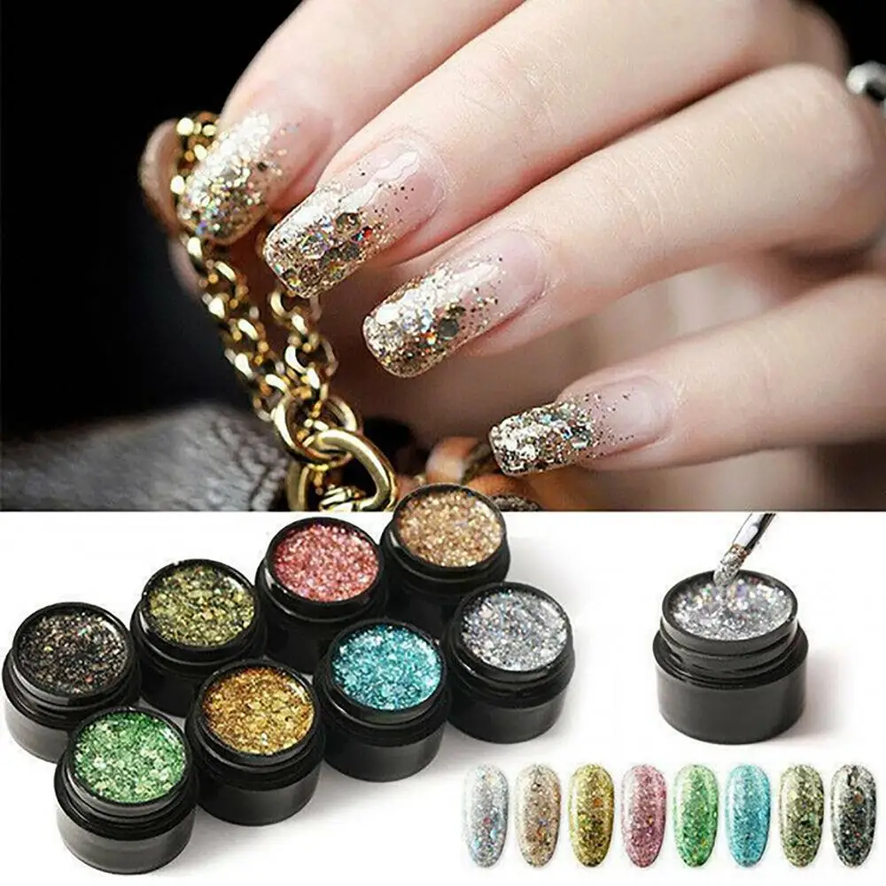 5ml Sequin Glue Bright Nail Art Gel Polish Lasting UV Fingernails Glitter Decor Nail Gel Varnish Luxury Starry Color Gel Lacquer