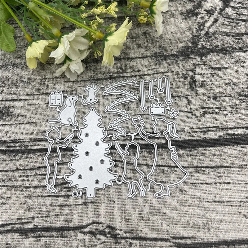 Christmas tree kid dog Metal Cutting Dies For DIY Scrapbooking Album Embossing Paper Cards Decorative Crafts