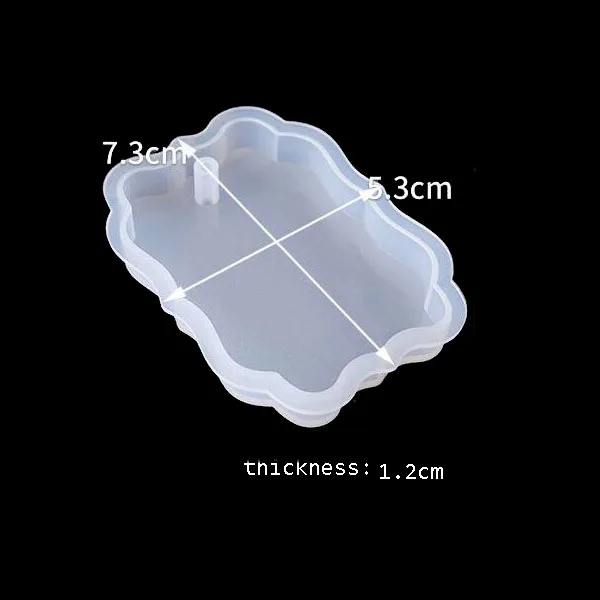 Big Scalloped Tag Silicone Mold Large Rectangular Tag Mold with Decorative Border Pressed Flower Jewelry Supplies Resin Crafts