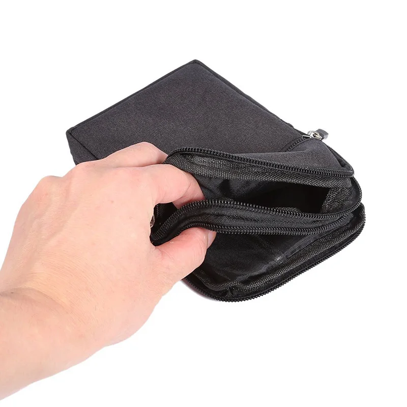 Saco de lona de cinto fixo, Saco de cintura do telefone ao ar livre, Storage Wallet Card, Organize Fanny Pack com gancho de bloqueio