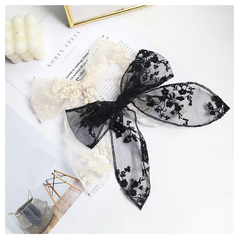 coxeer 4Pcs/Lot Women Hair Accessories Set Fashion Novelty Cute Lace Flower Decor Hair Bow Clip Hair Ropes Set Hair Accessories