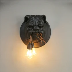 Animal Dog Resin Decor Wall Lamps Living Room TV Wall Deco Corridor Home Decor Lighting Fixtures Designer Ktv Bulldog Wall Light
