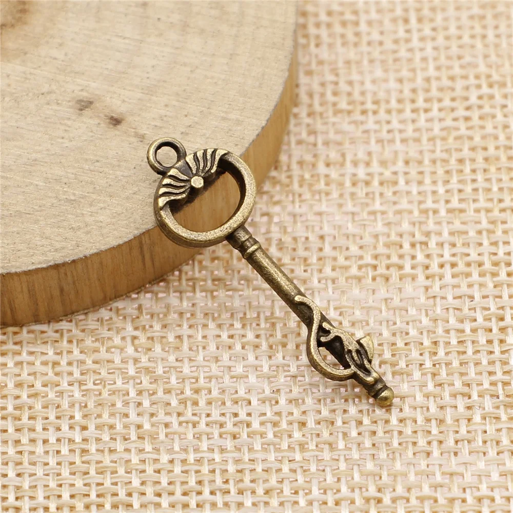 free shipping 43pcs 34mm antique bronze key charms diy retro jewelry fit Earring keychain hair card pendant accessories