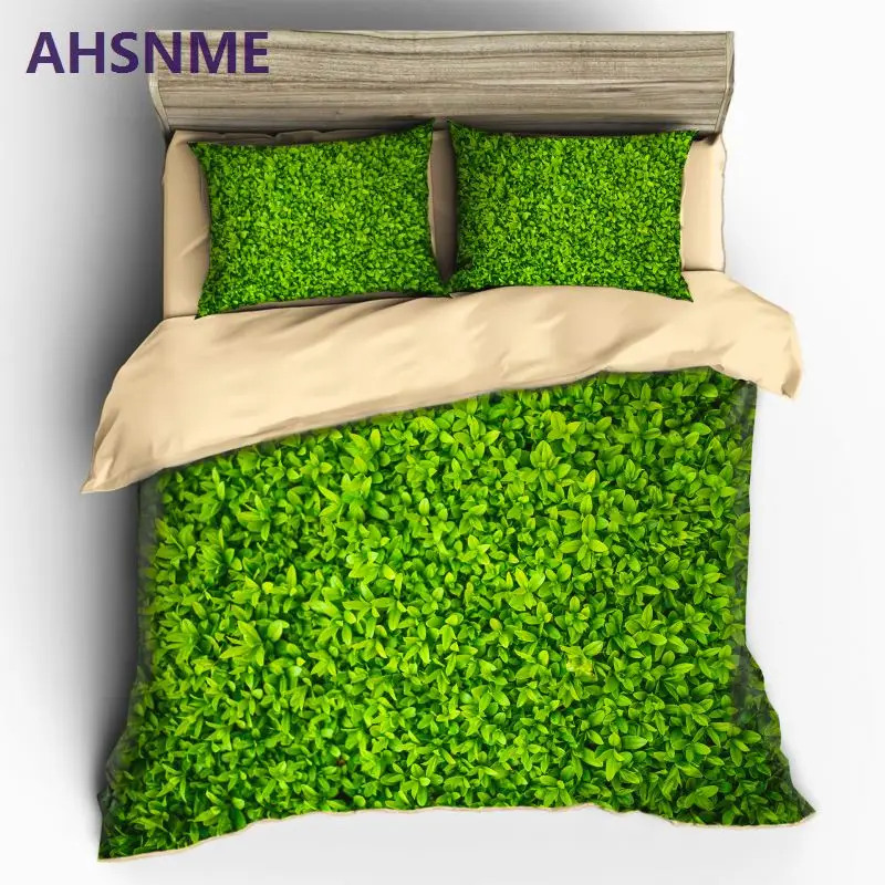 

AHSNME Green Plant 3D Bedding Sets Duvet Cover Set Flower Plant Printed 3pcs Floral Bed Cover King Size Home