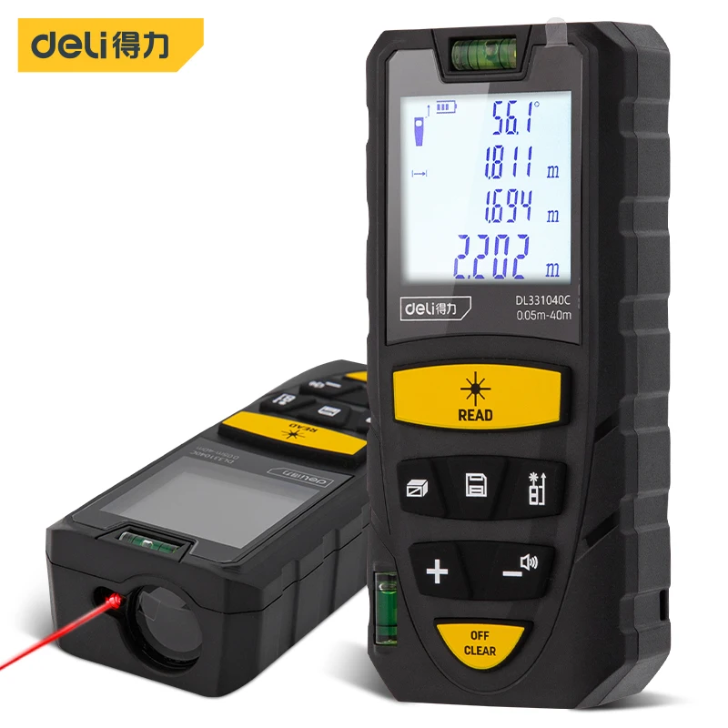 

Deli DL331040C 40M Laser Rangefinder Voice Broadcast Dual Battery Power Supply 30 Sets Of Data Storage Function 1.7 Inch Display