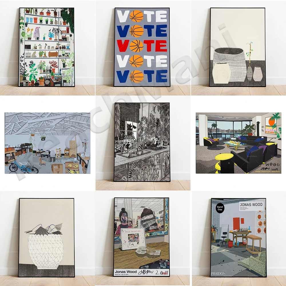 Voting-Vase Still Life-Jungle Kitchen-Butterfly-Face Painting-Book Cover-Jonas Wood Art Print Decorative Canvas Printed Gift
