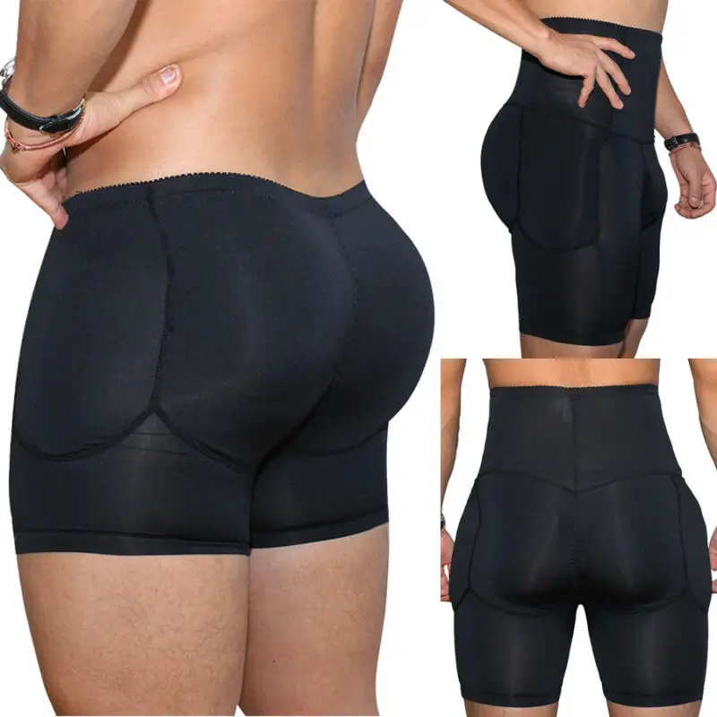 2021 Underwear Mens Black Padded Butt Enhancer Booty Booster Molded Boyshort Underwear Boxer S-3XL