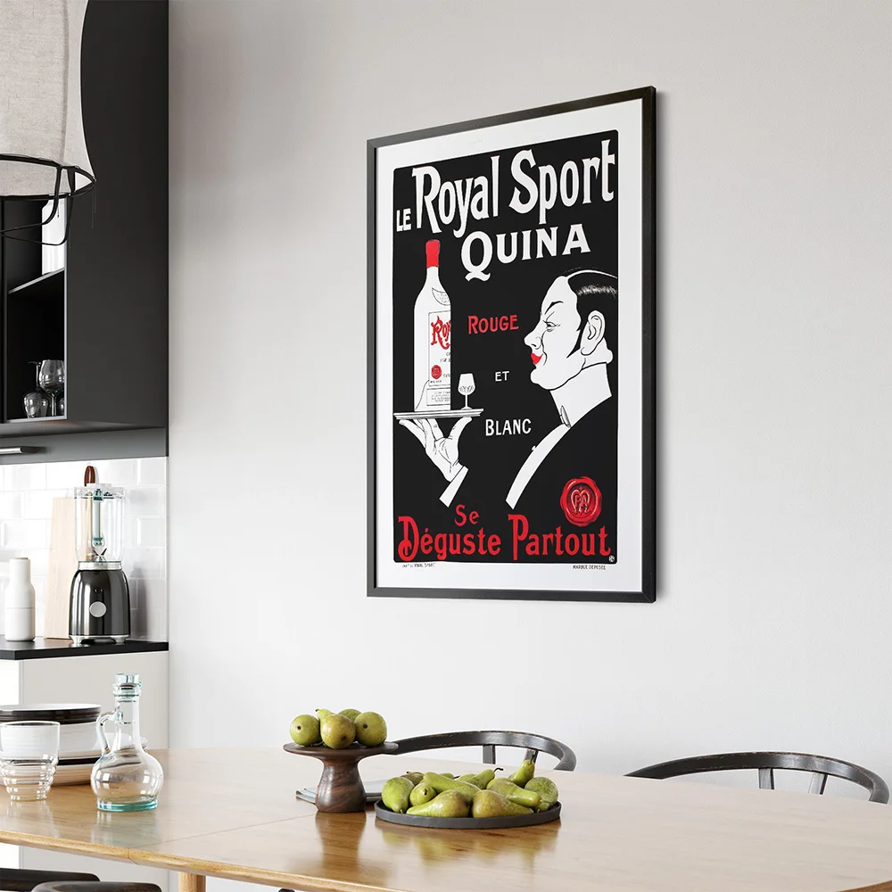 Vintage Werbung Wandkunst Druck Französischer Chat schwarze Katze Poster Amandines Le Royal Wine Cafe Küche Leinwand Gemälde Wand De