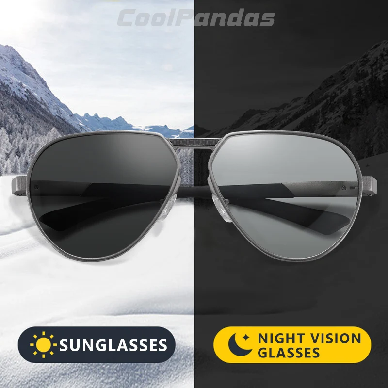 CoolPandas 2021 Fashion Pilot Sunglasses Polarized Men Classic Photochromic Sun Glasses Women Goggle UV400 lentes de sol hombre