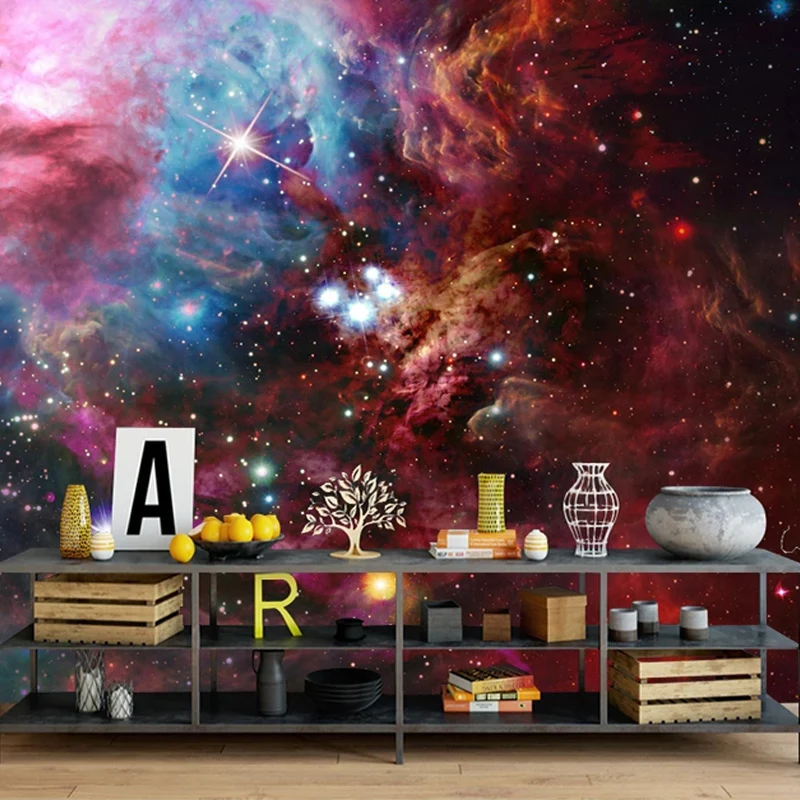 Custom Self-Adhesive Mural Wallpaper Modern Fashion Starry Sky Space Nature Landscape Fresco Living Room Bedroom 3D Wall Sticker