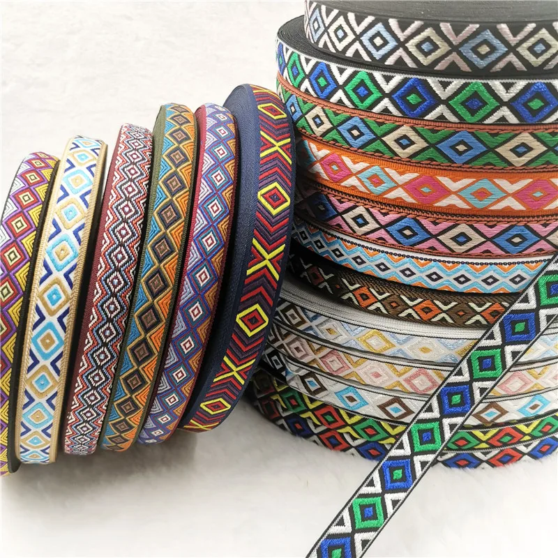 5 Yards 0.78 Inch 20MM Hundreds Styles Geometric Woven Jacquard Embroidered Ribbons DIY Apparel Wrapping Trim Sewing Accessories