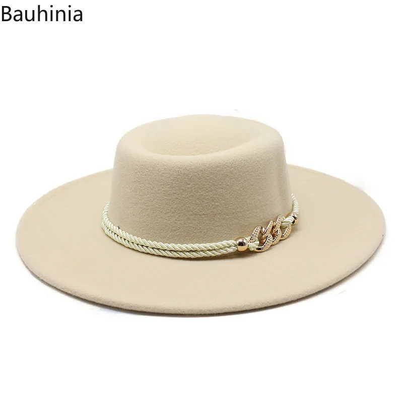 8.5CM Wide Brim Felt Fedora Hat Women Men Wool Derby Top Hats Gentleman Elegant Lady Panama Jazz Hat Formal Wedding Hat