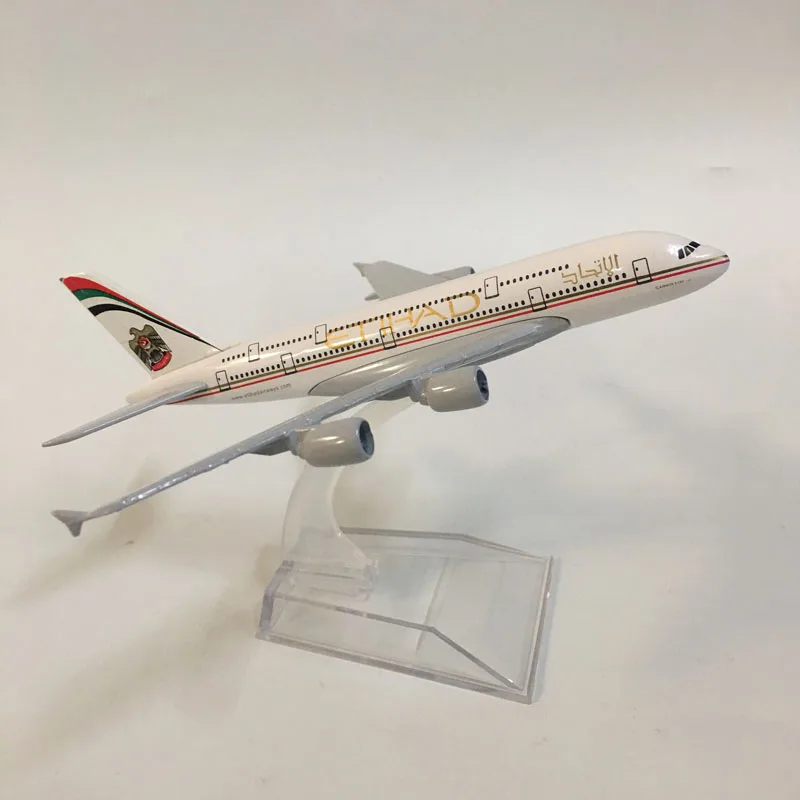 Jason Tutu 16Cm Vliegtuig Model Vliegtuig Model Etihad A380 Vliegtuigen Model Diecast Metalen 1:400 Airbus A380 Vliegtuigen Model Vliegtuig Speelgoed