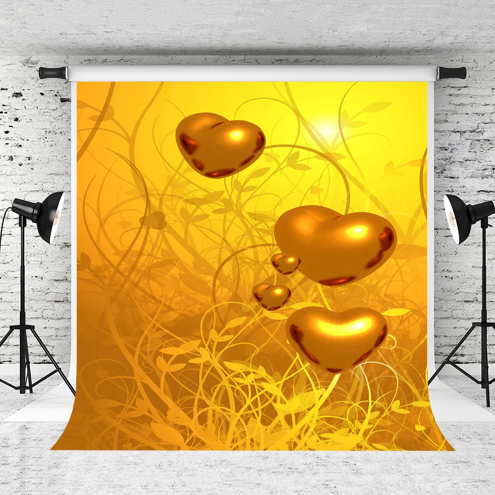 

VinylBDS 5X7FT Gold photography backdrops Love golden dream Valentine's Day studio backdrop