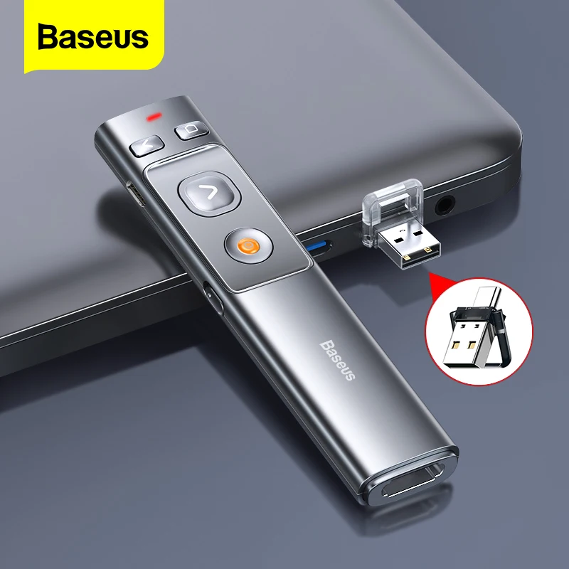 

Беспроводной презентатор Baseus 2,4 ГГц USB Type C красная указка RF пульт дистанционного управления Презентация презентаций Powerpoint PPT