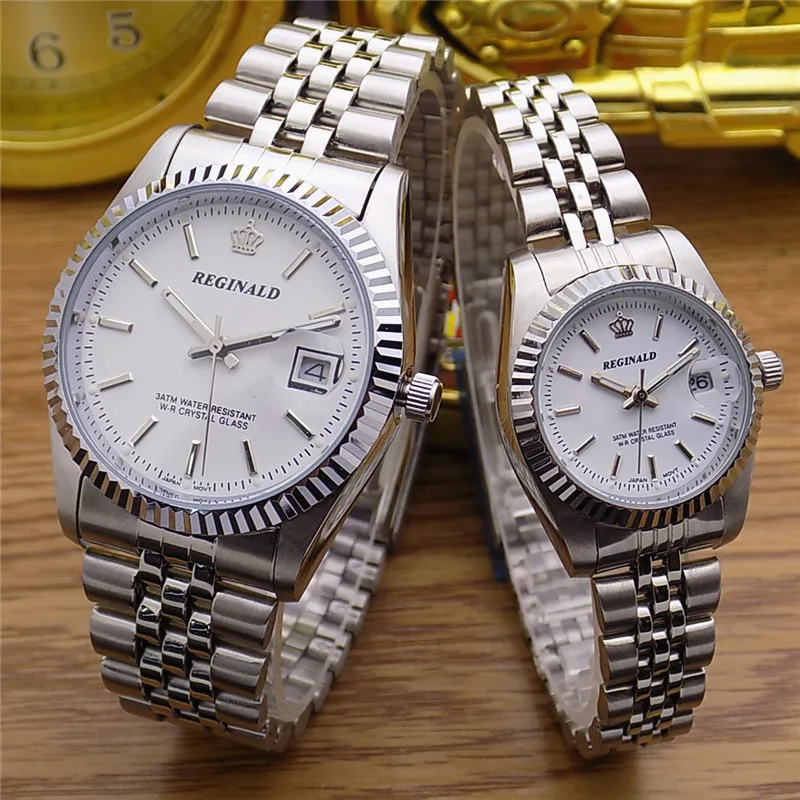 Men Watches Top Luxury Brand REGINALD Watches Stainless Steel Watches Women Men Waterproof Quartz Wristwatch Lovers Watch