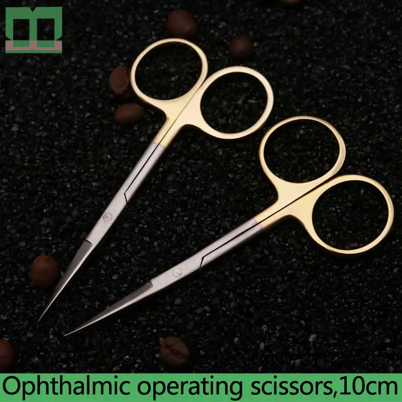 Ophthalmic operating scissors aureate handle 10cm eye scissors ophthalmic scissors surgical operating instrument sharp