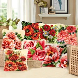 Flowers Plants Series 3D Segment Embroidery Pillow Latch Hook Rug Kits Wool Handcraft DIY Carpet Embroidery Materials Supplies