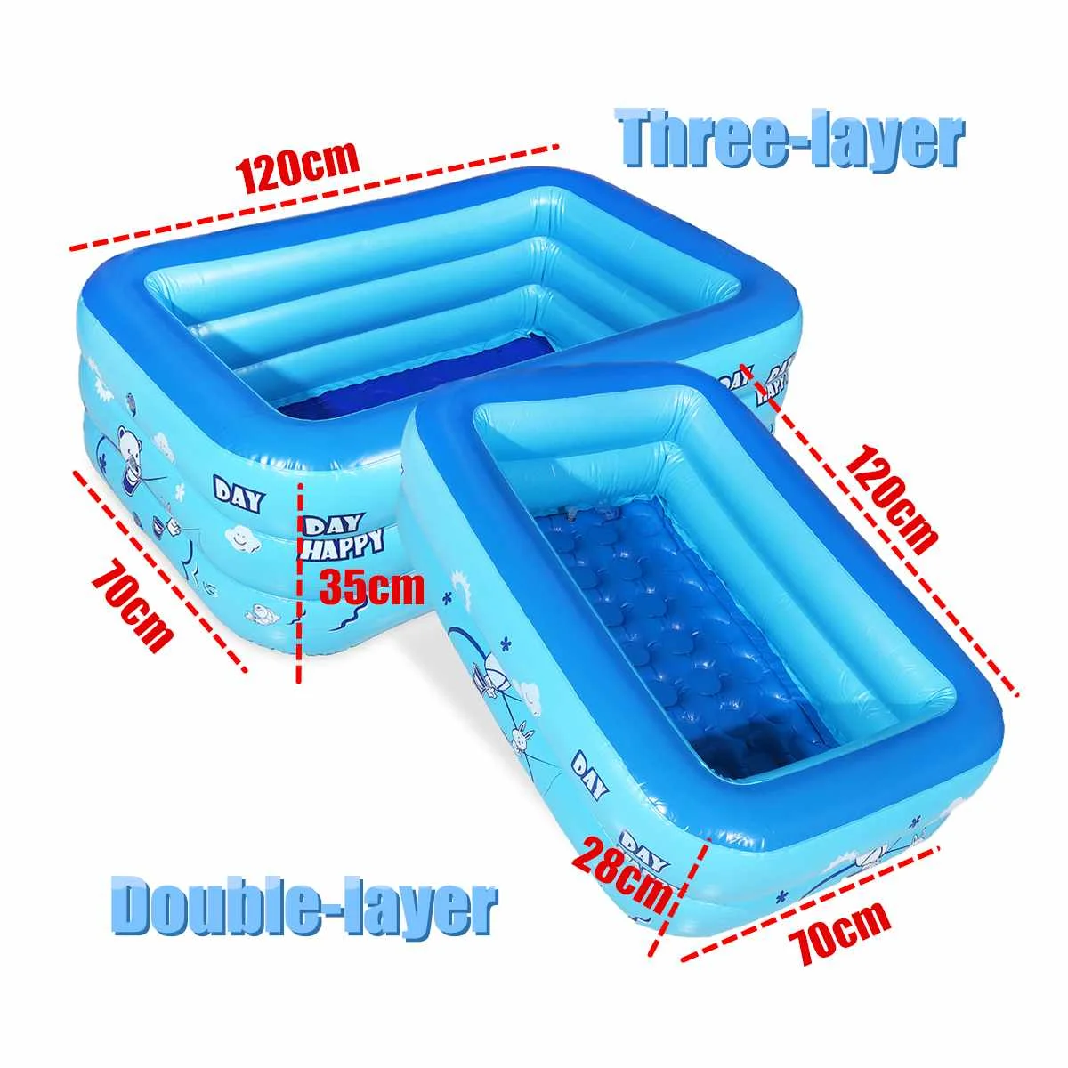 120cm 2/3layers Inflatable Square Swimming Pool Children Inflatable Pool Bathing Tub Baby Kid Home Outdoor Large Swimming Pool