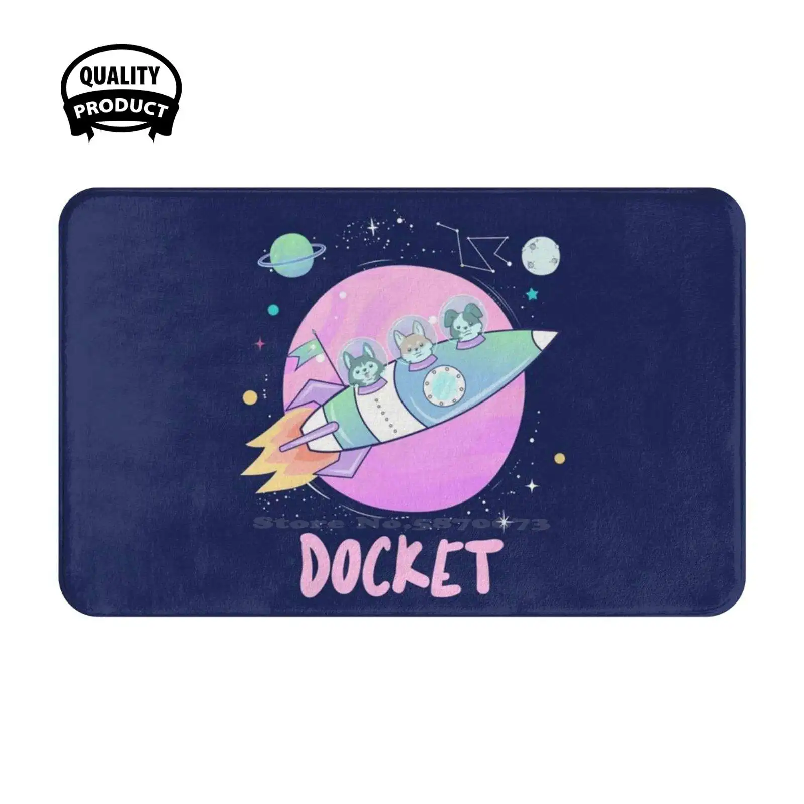 Dog Space Astronaut Planet Stars Spacetravel Rocket Surreal Cute Funny Gift Soft Cushion Home Carpet Door Mat Car Rug Pug Dog