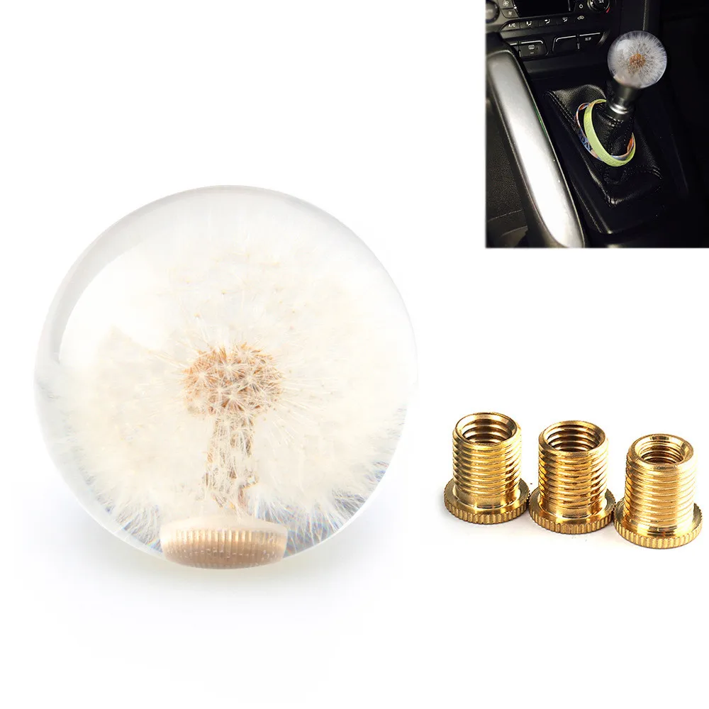 

Car JDM Shift Knob 2.7" 70MM Head Crystal Acrylic Ball with Dandelion Real Flowers for Manual Automatic Vehicles Gear Shifter