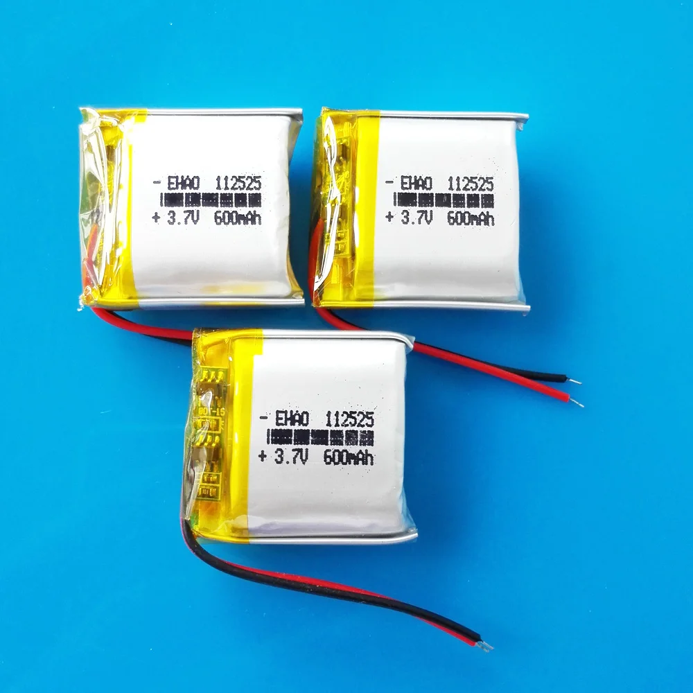 3 pcs 3.7V 600mAh 112525 Lipo polymer lithium Rechargeable battery for MP3 GPS DVD bluetooth recorder e-book camera translator