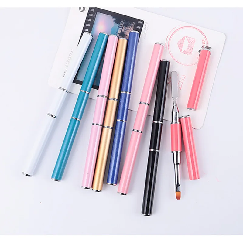 

Professional 1Pcs Nail Brush Pen Acrylic UV Gel Nails Art Pencil Flat Painting French Manicure Tools Double Head Nail Brush Pen