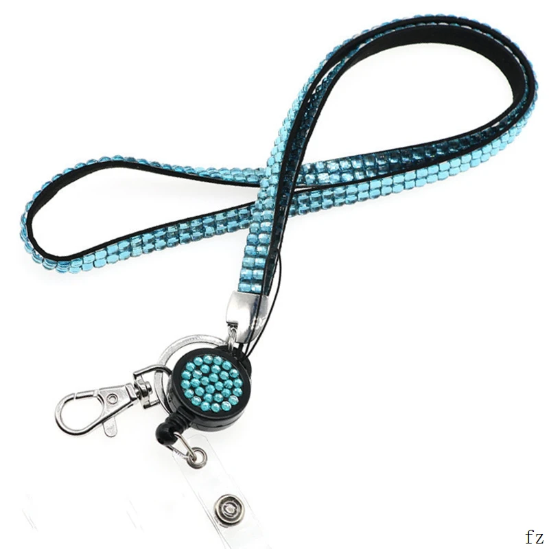 100 Pcs Neck Straps Phone Lanyard Lanyard with Badge Reel ID Card Holder Straps Rhinestone Necklace Hanging Rope