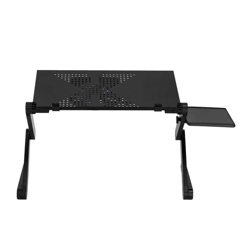 360-Degree Rotation Multifunctional Portable Folding Table with Fan & Mouse Black