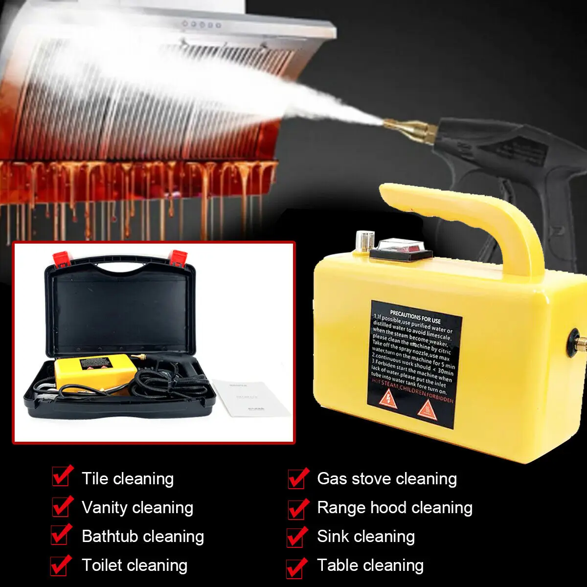 2600W High Temperature Steam Cleaner For Hood Air Conditioner Car Mobile Cleaning Machine Pumping Sterilization Disinfector