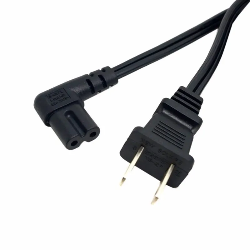 5PCS USA 2pin Male to 90 Degree Right Angled IEC 320 IEC320 C7 Power Supply Cord cable 1M 100cm 3ft