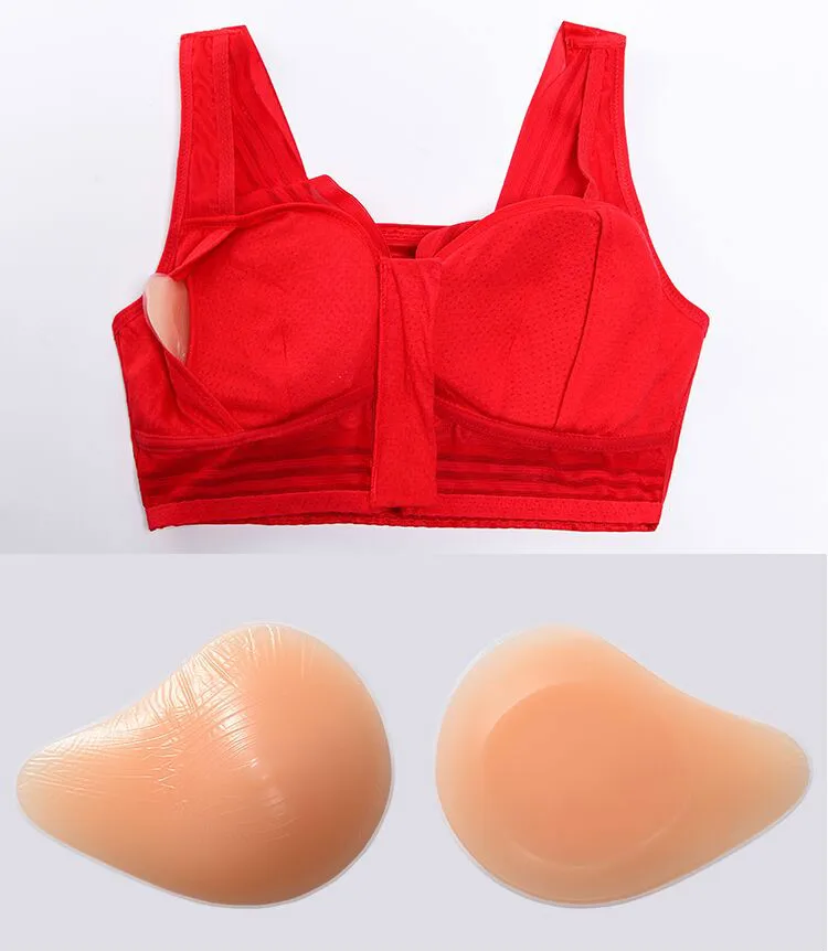 H4666 Women Front Buckle Cotton Bra Underwear Without Steel Ring After Breast Cancer Surgery Special Breathable Fake Breast Bras