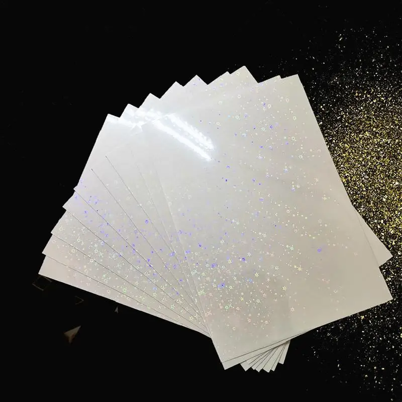 210 X 297 Mm Holographic Small Five Stars Foil Adhesive Tape Back Laminating On Paper Plastic 50 Sheets Diy Package Color Card