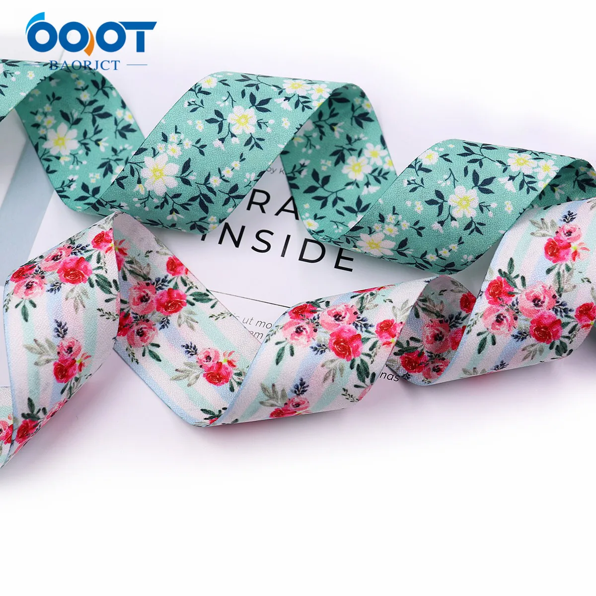 Spring Flowers Double-sided Fabric Ribbons 211130-3 5 Yards for Gifts Wrapping Crafts DIY Handmade Bow Hair Ornament Ribbon