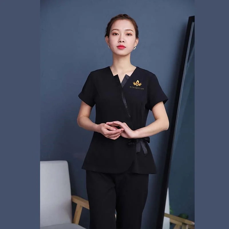 2021 Spa Uniforms Women Korean Beauty Clothing Beautician Scrubs Work Clothes Beauty Salon Tattoo Artist Uniform 2Pcs Set DD2760