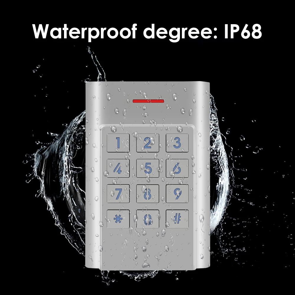 1000 user IP68 Waterproof Standalone Access Control Keypad Metal case Security Entry Door Reader electric lock opener one Relay