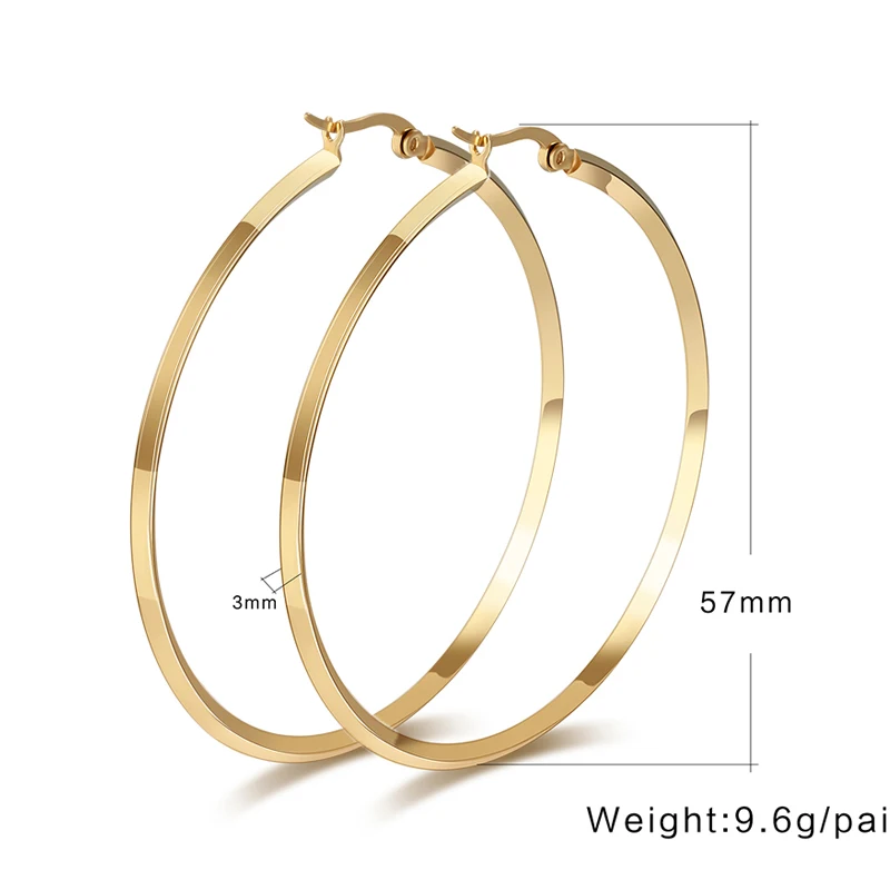 Fashion Women Big Earrings Hoop Circle Gold Color Earrings For Women Stainless Steel Earrings Party Jewelry