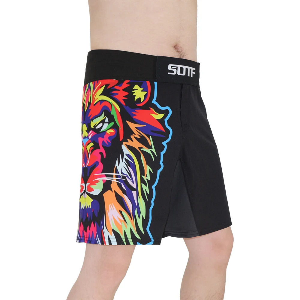 SOTF MMA tecnología geométrica cabeza de serpiente Fitness transpirable boxeo pantalones cortos Tigre Muay Thai mma pantalones cortos kickboxing lucha sanda