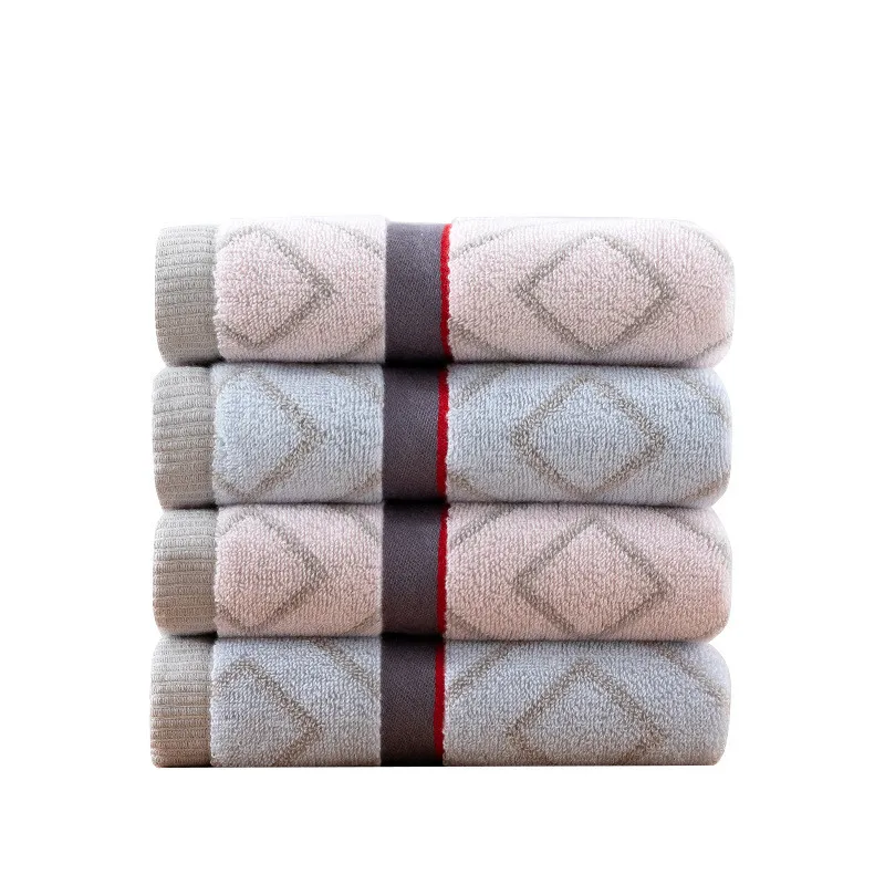 

1Pc 34x75cm 100% Cotton Simple Plaid Jacquard Water Absorbent Soft Home Bathroom Adult Hand Towel