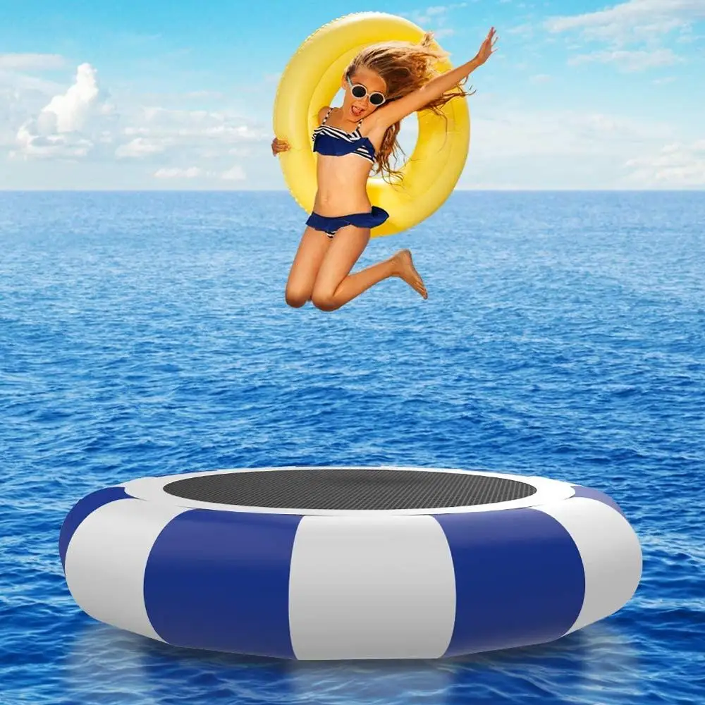 10/13/16ft Inflatable Water Trampoline Water Playground Water Bouncer Floating Trampoline With Rope Slide  For Adult Kids Swim