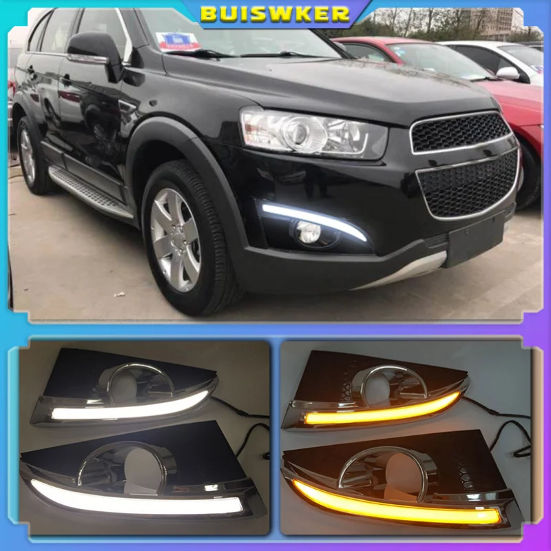 2Pcs For Chevrolet Captiva 2011 2012 2013 turn Signal Relay Car-styling 12V LED DRL Daytime Running Lights with fog lamp hole