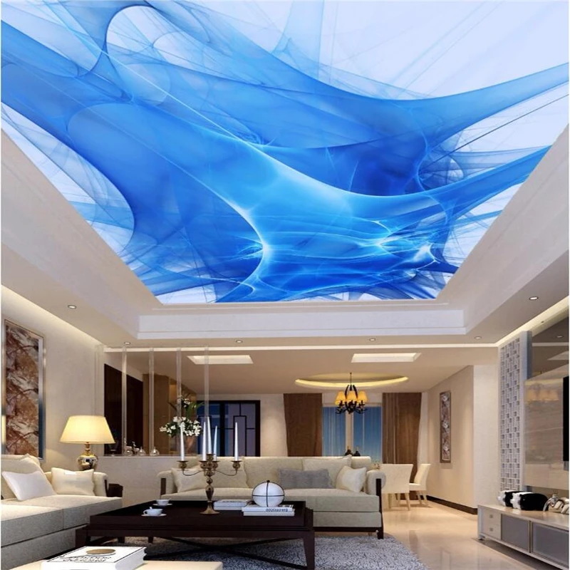 wellyu Custom large-scale wallpaper 3d three-dimensional abstract blue color colorful dynamic fashion ceiling mural 3d wallpaper