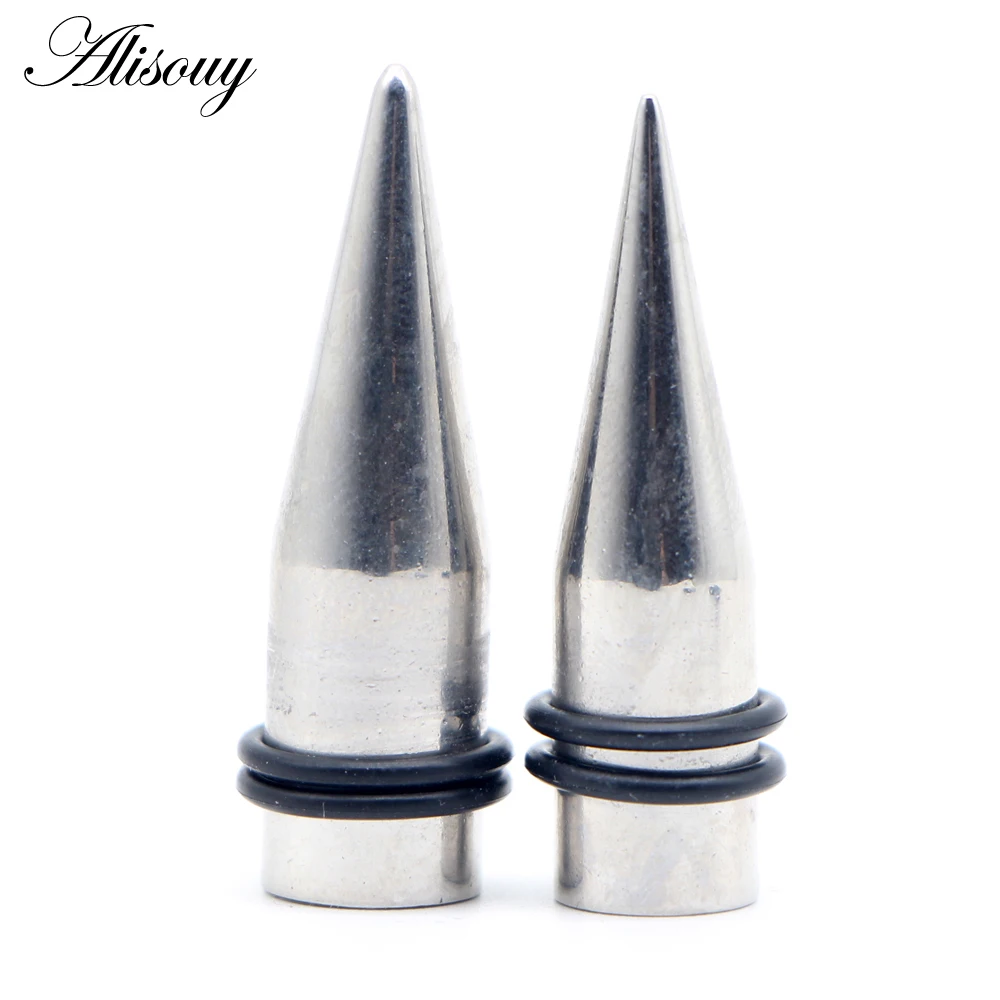 Alisouy 2pcs Surgical Steel Ear Plug and Tunnel Ear Taper Ear Expander Stretcher Ear Stud Gauge Piercing Cartilage Body Jewelry